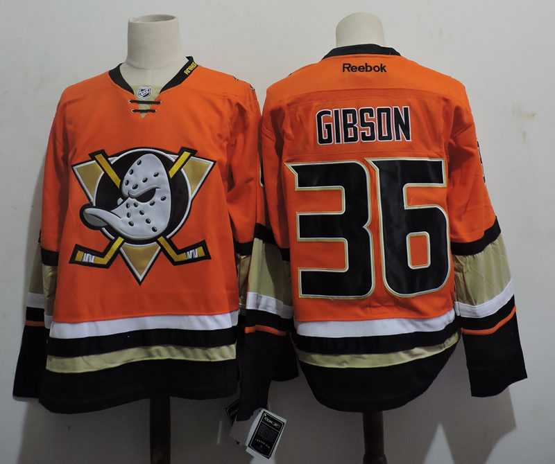 Anaheim Ducks #36 John Gibson Orange Stitched Hockey Jersey